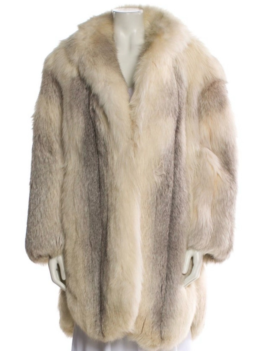 White Silver fox Fur coat Luxury Women's coat
